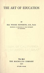 Front cover of The art of education by Ira W. Howerth