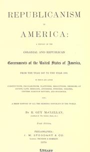 Cover of Republicanism in America by R. Guy McClellan