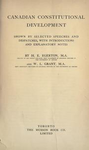 Cover of Canadian constitutional development by Egerton, Hugh Edward