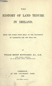 Front cover of The history of land tenure in Ireland by William Ernest Montgomery