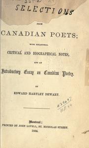Front cover of Selections from Canadian poets by Dewart, Edward Hartley