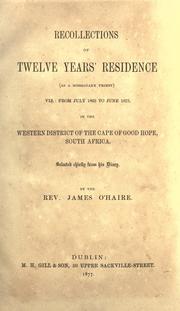 Front cover of Recollections of twelve years' residence as a missionary priest by James O'Haire