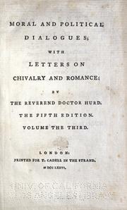 Front cover of Moral and political dialogues by Richard Hurd