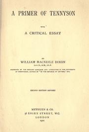 Cover of Tennyson primer by Dixon, William Macneile