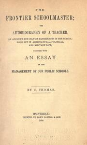 Cover of The frontier schoolmaster by Thomas, Cyrus