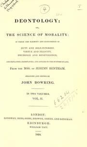 Front cover of Deontology or, The science of morality by Jeremy Bentham