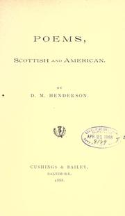 Front cover of Poems, Scottish and American by Daniel McIntyre Henderson