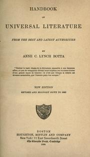 Cover of Handbook of universal literature, from the best and latest authorities by Anne C. Lynch Botta