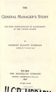 Front cover of The general manager's story by Herbert Elliott Hamblen