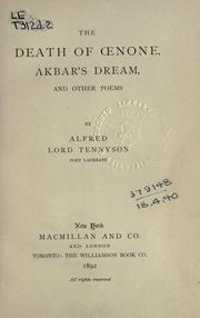 Cover of The death of Oenone, Akbar's dream, and other poems by Alfred Lord Tennyson