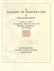 Cover of A tragedy in printer's ink by Wallace Irwin