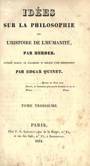 Front cover of Ideen zur Philosophie der Geschichte der Menschheit by Johann Gottfried Herder