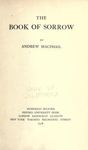 Front cover of The book of sorrow by Andrew Macphail
