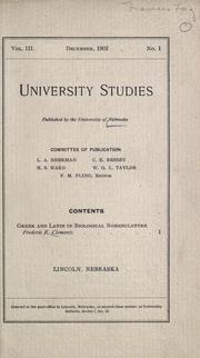 Front cover of Greek and Latin in biological nomenclature by Frederic E. Clements