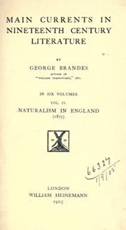 Cover of Main currents in nineteenth century literature by Georg Morris Cohen Brandes
