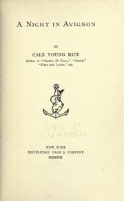 Cover of A night in Avignon by Cale Young Rice