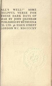 Front cover of "All's well!" some helpful verse for these dark days of war by Oxenham, John