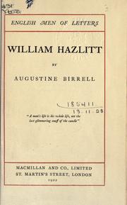 Cover of William Hazlitt by Augustine Birrell