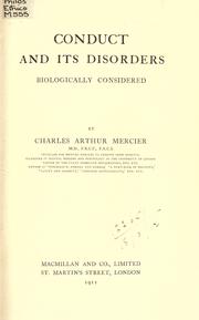 Front cover of Conduct and its disorders by Charles Arthur Mercier