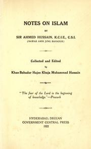 Front cover of Notes on Islam by Hussain, Ahmed, nawab amin jung bahadur (Sir)