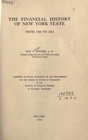 Front cover of The financial history of New York State from 1789 to 1912 by Sowers, Don Conger.