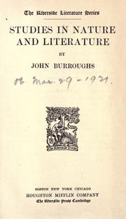 Front cover of Studies in nature and literature by John Burroughs