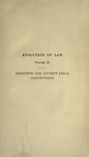 Front cover of Primitive and ancient legal institutions by Kocourek, Albert