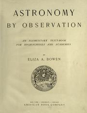 Cover of Astronomy by observation by Eliza A. Bowen