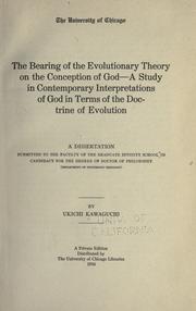Front cover of The bearing of the evolutionary theory on the conception of God- by Ukichi Kawaguchi