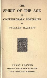 Front cover of The spirit of the age by William Hazlitt
