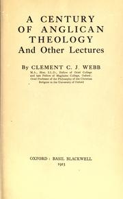 Front cover of A century of Anglican theology by Clement Charles Julian Webb