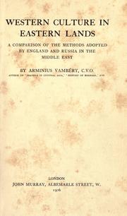 Cover of Western culture in Eastern lands by Ármin Vámbéry