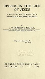 Front cover of Epochs in the life of Jesus by Archibald Thomas Robertson