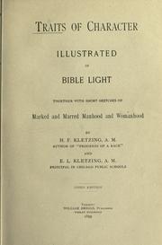Front cover of Traits of character illustrated in Bible light by H. F. Kletzing