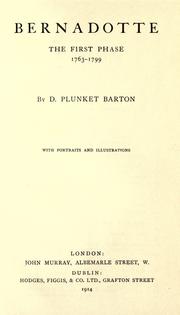 Cover of Bernadotte by Barton, D. Plunket Sir