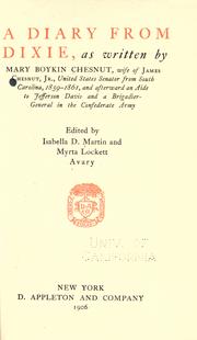 Cover of A diary from Dixie by Mary Boykin Miller Chesnut