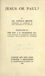 Cover of Jesus or Paul? by Meyer, Arnold