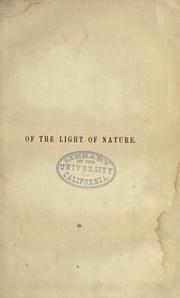 Front cover of Of the light of nature by Nathanael Culverwel