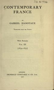 Cover of Contemporary France by Gabriel Hanotaux
