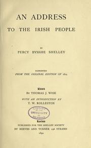 Cover of An address to the Irish people by Percy Bysshe Shelley