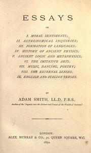 Cover of Essays on I. Moral sentiments by Adam Smith