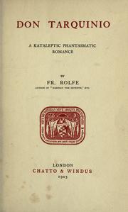 Front cover of Don Tarquinio: a kataleptic phantasmatic romance by Frederick William Rolfe