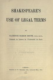 Front cover of Shakespeare's use of legal terms by Clarence Marion Brune