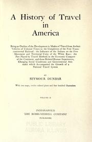 Cover of A history of travel in America by Seymour Dunbar