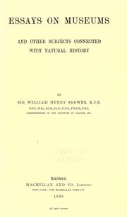 Front cover of Essays on museums and other subjects connected with natural history, by Sir William Henry Flower by William Henry Flower