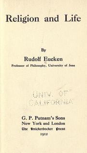Cover of Religion and life by Rudolf Eucken
