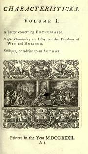 Cover of Characteristicks by Anthony Ashley Cooper Earl of Shaftesbury