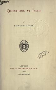 Cover of Questions at issue by Edmund Gosse