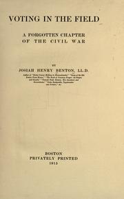 Cover of Voting in the Field by Josiah H. Benton