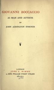 Cover of Giovanni Boccaccio as man and author by John Addington Symonds